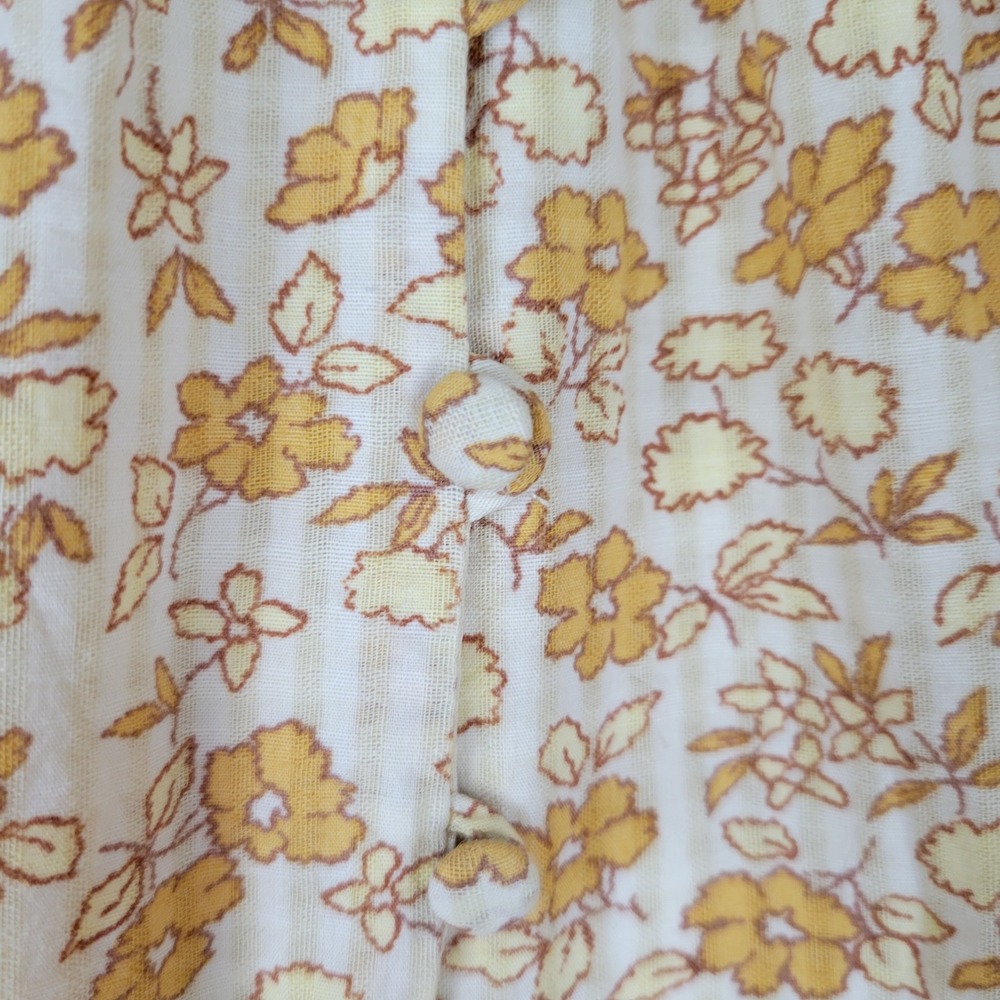 Madewell Yellow Floral Tiered Mini Dress Puff Sleeve Lace V-Neck Pockets Med - Picture 3 of 10